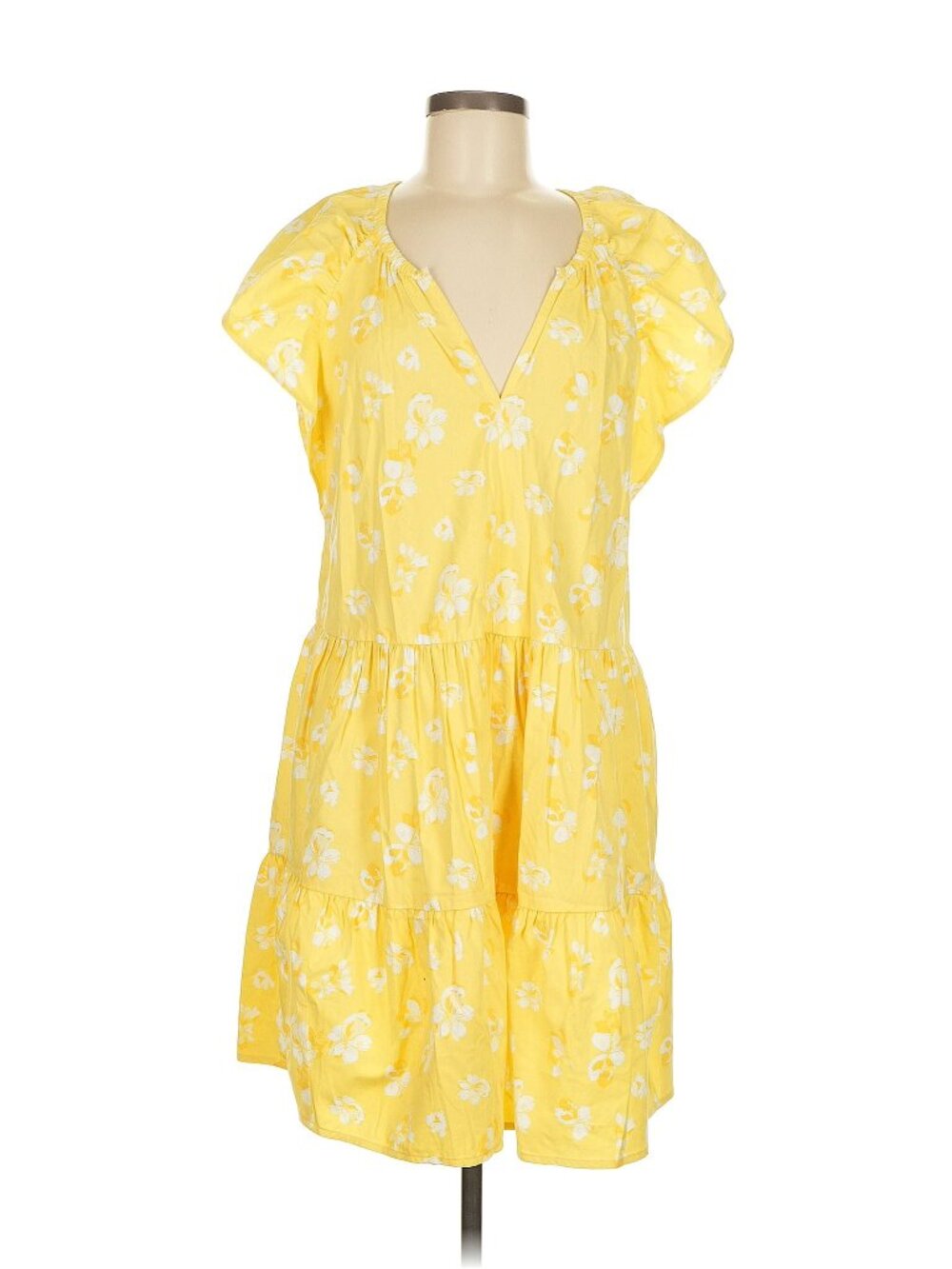 Banana Republic Yellow/White Summer Dress in Medium
